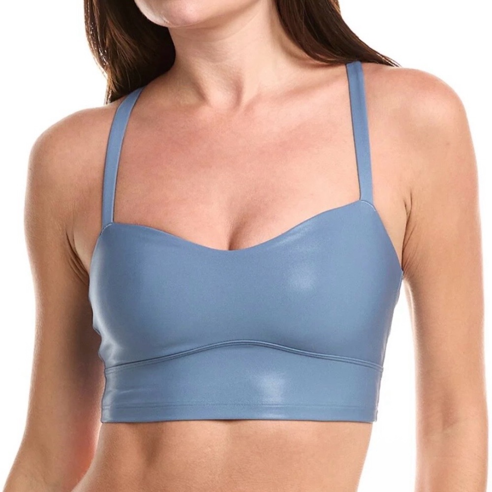 Spiritual Gangster Glossy Blue Crop Top